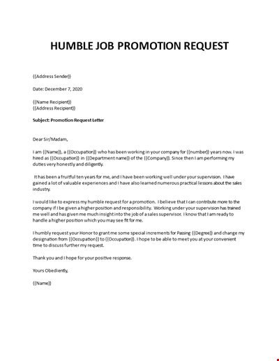 Humble request for promotion