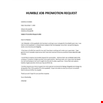 Humble request for promotion example document template