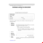 Temporary Employment Contract Template example document template