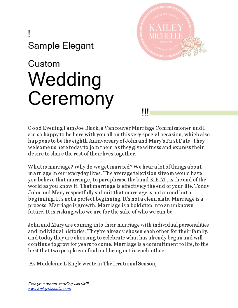 Easy-to-Print Wedding Ceremony Template - Download Now