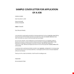 Cover Letter Sample for Job Application example document template
