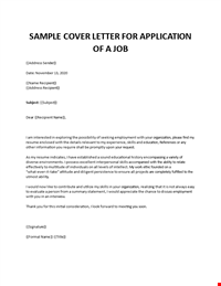 Cover Letter Sample for Job Application