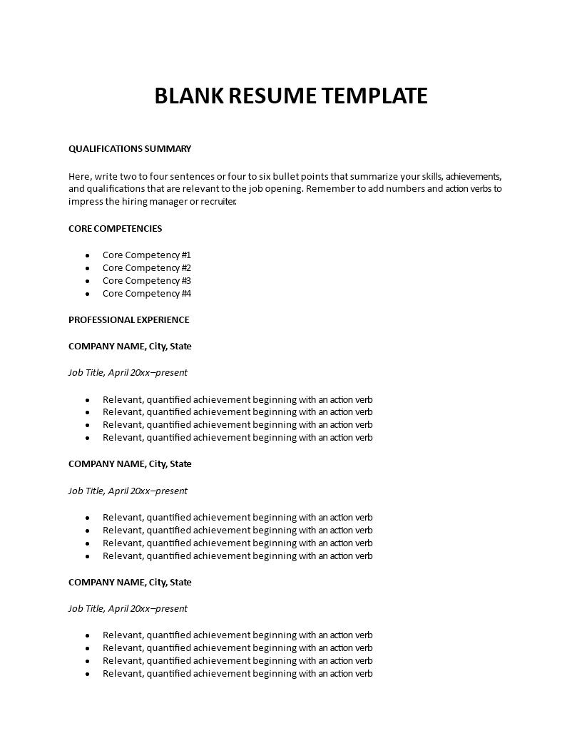 blank resume template