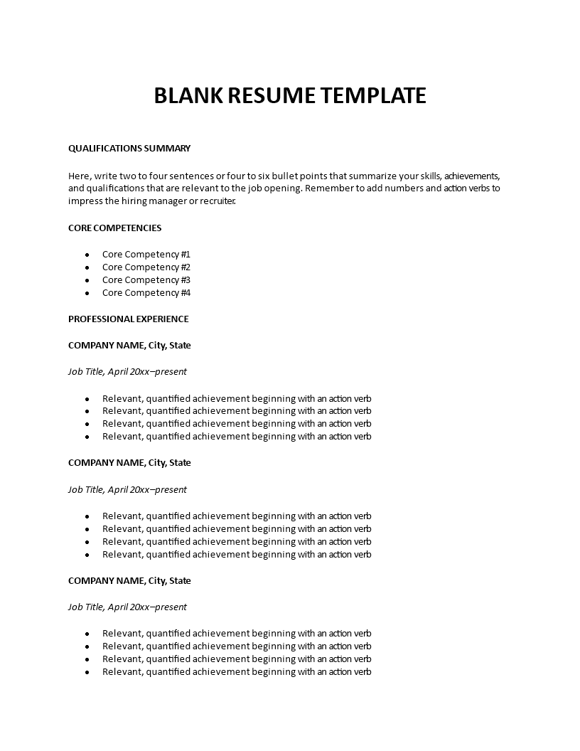 blank resume template Main Image blank resume template
