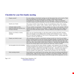 Family Meeting Checklist Template example document template