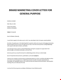 Brand Marketing application letter
