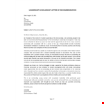 Recommendation Letter Scholarship example document template