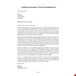 Recommendation Letter Scholarship example document template 