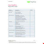 Payroll Run Sheet Template example document template