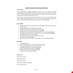 Guitar Instructor Job Description example document template