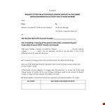 Claim Letter Address - Account Holder | Amount Deposit | Claim Letter Assistance example document template