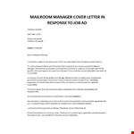 Mailroom Manager cover letter example document template