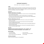 Restaurant Manager CV example document template
