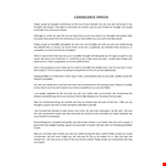 Condolence Speech Template example document template 