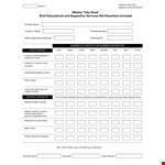 Weekly Tally Sheet Template example document template
