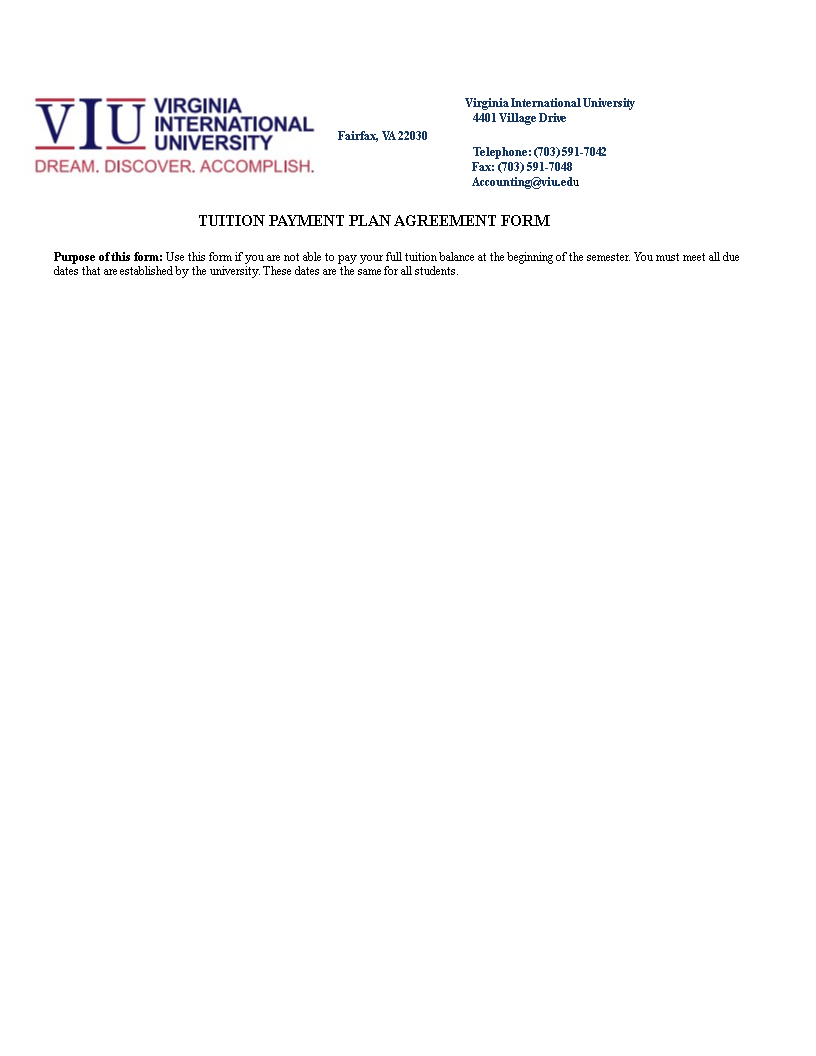 Sample tuition payment agreement template