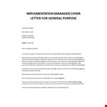 Implementation Manager cover letter example document template
