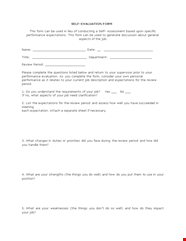 Effective Self Evaluation Examples For Performance Review Period And 