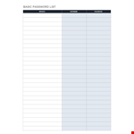 Basic Website Password List Template - Manage Passwords and Usernames Securely example document template