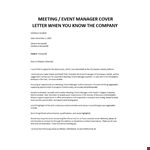 Event coordinator cover letter example document template