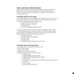 Divorce With Minor Children Worksheet example document template