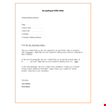 Accepting Job Offer - Letter Template & Samples example document template
