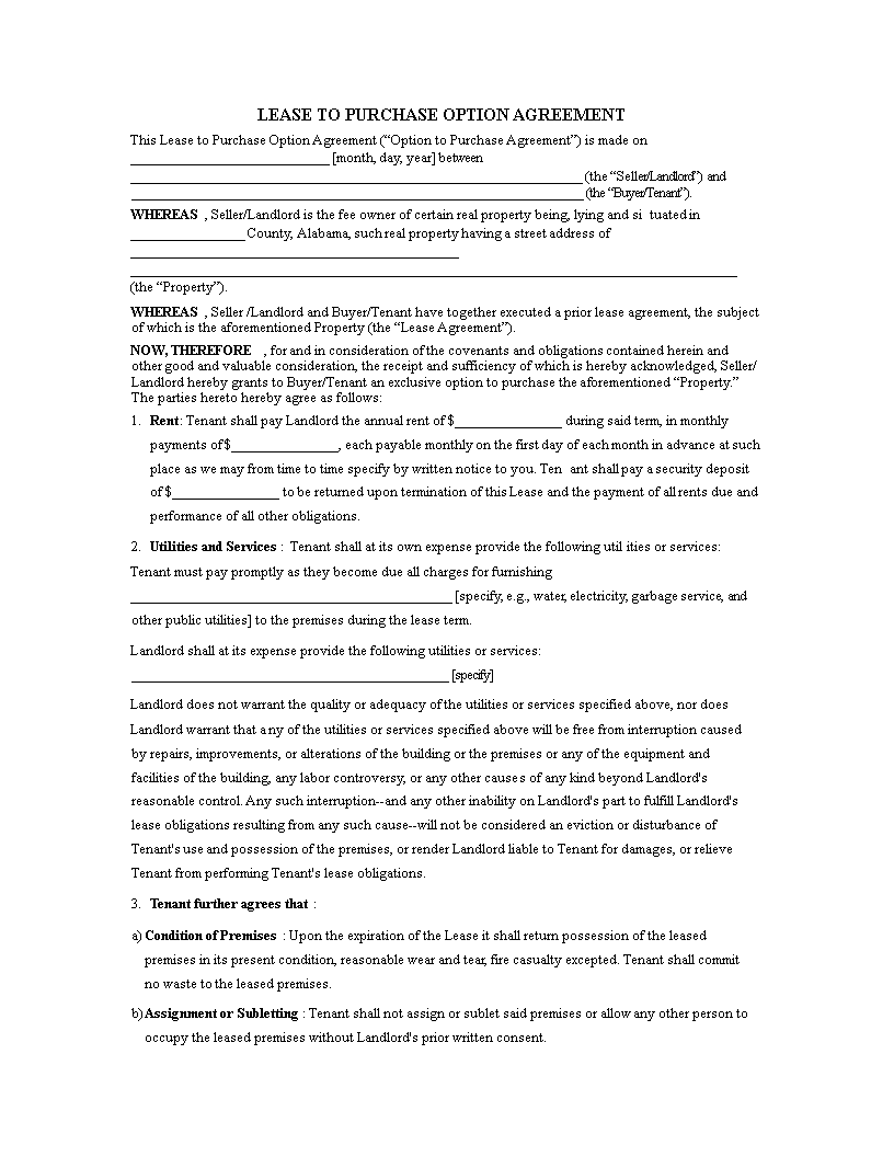 Lease Purchase Contract Template Simplify Landlord and Tenant Agreement Lease Purchase Contract Template Simplify Landlord and Tenant Agreement