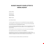 Budget Analyst sample cover letter example document template