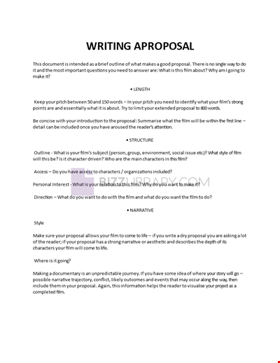 Writing A Proposal Template