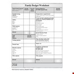 Family Child Care Budget Worksheet example document template