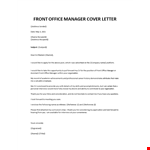 Front office manager cover letter example document template