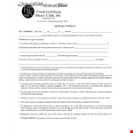 Music Artist Contract Template - Performance, Artist, Presenter in Fredericksburg example document template