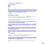 Acknowledgement of Resignation: Download PDF Template | Employment Insert | After example document template 