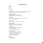 Fresher Engineering Resume Format example document template