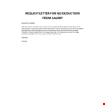 Request letter for no deduction from salary example document template