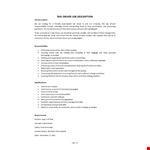 Taxi Driver Job Description example document template