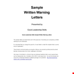 Warning Letter to Employee: Company Policy and Handbook Guidance example document template
