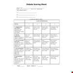 Debate Score Sheet Template example document template