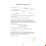 Limited Power Of Attorney Form example document template