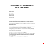 Copywriter cover letter  example document template