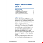 Grade English Lesson Plan example document template