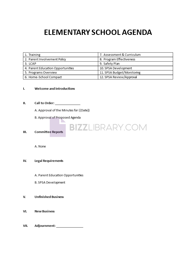 elementary school meeting agenda Main Image elementary school meeting agenda