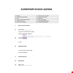 Elementary School Meeting Agenda example document template