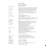 Experienced Marketing Event Coordinator Resume: Event Management, Planning, & Coordination example document template