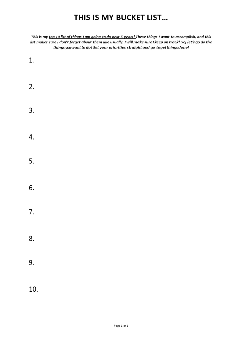 bucket list template Main Image bucket list template
