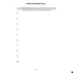 Bucket List Template example document template