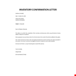Inventory Confirmation Letter example document template