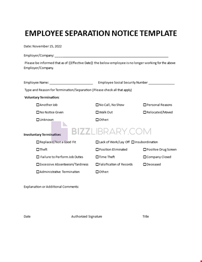 Employee Separation Notice