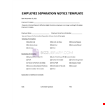 Employee Separation Notice example document template 