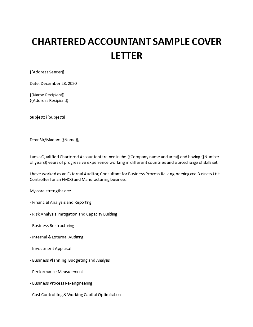 ca accountant cover letter template template